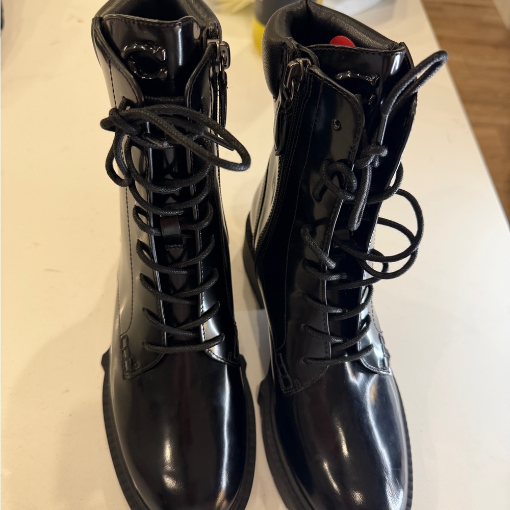 Black Lace-Up Combat Boots